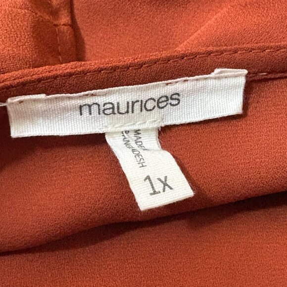 Maurices V-neck Sleeveless Blouse Plus Size 1X Rust Orange - Picture 6 of 7